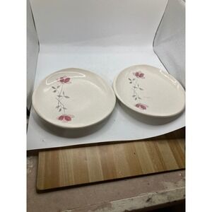 Franciscan Eclipse Dessert Plates Set of 2 Pink Floral Vintage USA